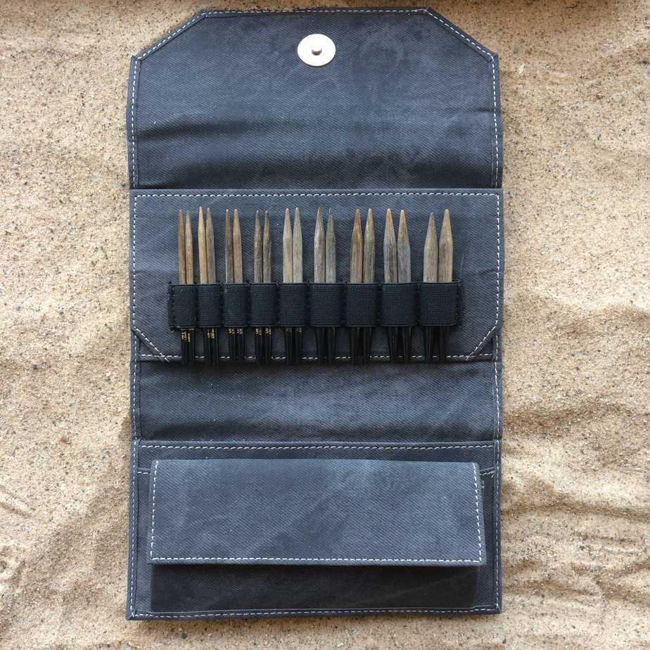 Lykke Driftwood Interchangeable Circular Needle Set, Grey Denim Effect Case  - For Yarn's Sake