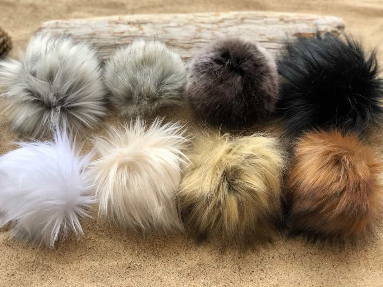 XL 6 Baby Jackal Luxury Faux Fur Pom-pom for hats made in USA pompom Detachable snaps or toggles LUXE soft cruelty free vegan brown black