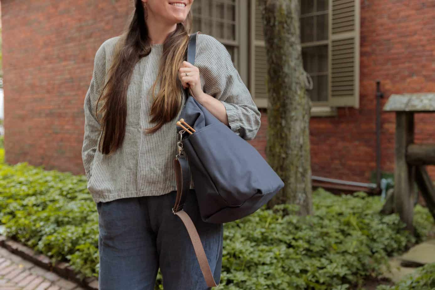 twig and horn wool crossbody tote