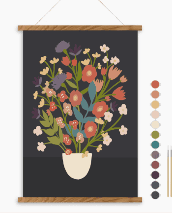 Flower Bouquet Meditative Art Paint By Numbers Kit + Magnetic Frame