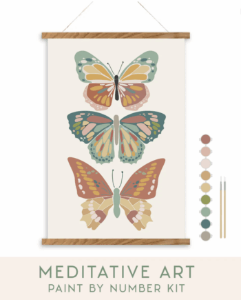 Vibrant Butterflies Meditative Art Paint By Numbers Kit + Magnetic Frame