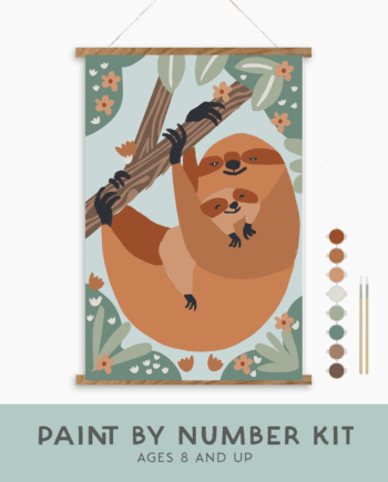 Sloth Family Meditative Art Paint By Numbers Kit + Magnetic Frame