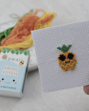 Kawaii Pineapple Cross Stitch Kit in a Matchbox