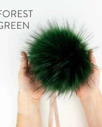 Faux Fur Pom Forest Green (6")