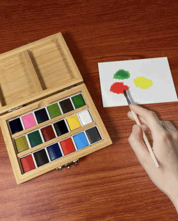 Watercolor Set - Eco-Friendly, Bamboo Box (18 colors)