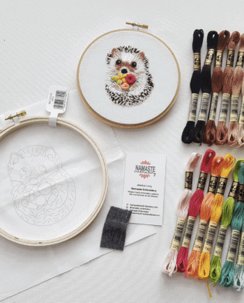 Hedgehog Embroidery Kit - Floss Card