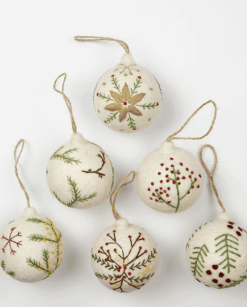 Ornament - Hand Embroidered Holiday Felt Ball