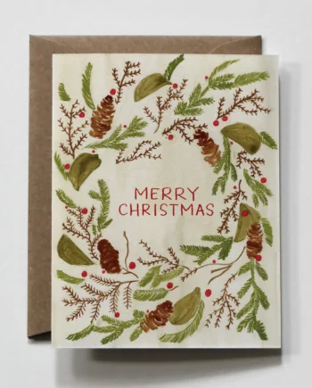 Merry Christmas Greenery Holiday Greeting Card