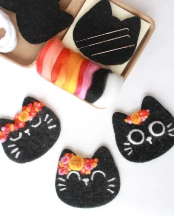 Mini Black Cats Felting Kit